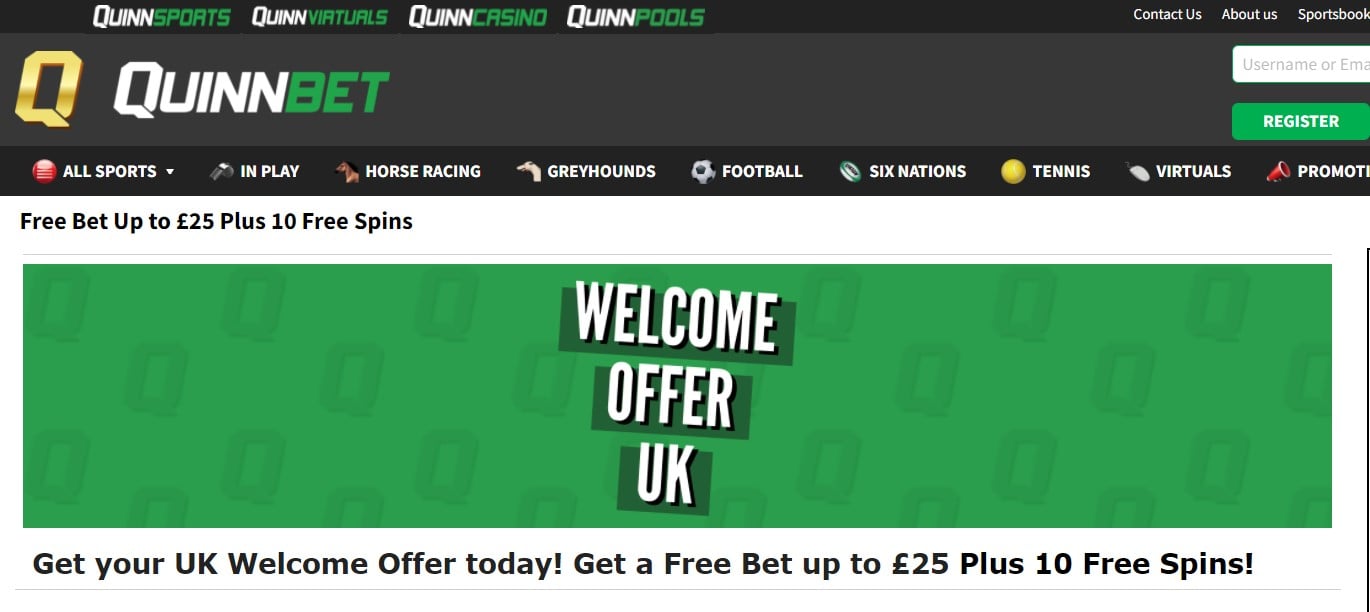 Quinnbet welcome offer 25 free bets